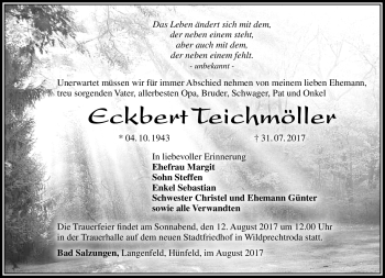 Traueranzeige von Eckbert Teichmöller von Südthüringer Presse