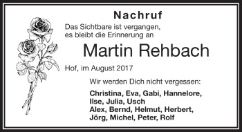 Traueranzeige von Martin Rehbach von Frankenpost