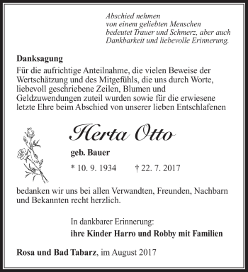 Traueranzeige von Herta Otto von Südthüringer Presse