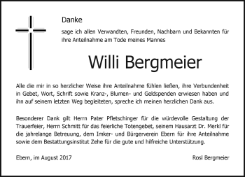 Traueranzeige von Willi Bergmeier von Neue Presse Coburg