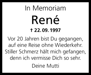 Traueranzeige von Rene Messerschmidt von Südthüringer Presse