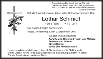 Traueranzeige von Lothar Schmidt von Frankenpost