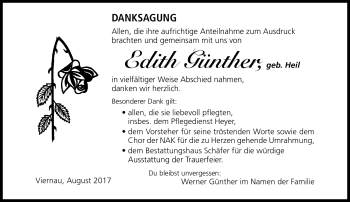Traueranzeige von Edith Günther von Südthüringer Presse