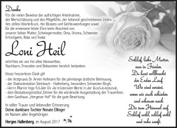 Traueranzeige von Loni Heil von Südthüringer Presse