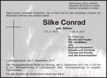 Traueranzeige von Silke Conrad von Neue Presse Coburg