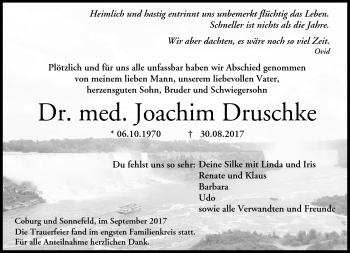 Traueranzeige von Joachim Druschke von Neue Presse Coburg