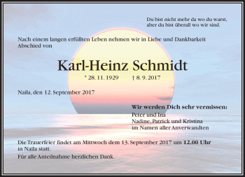 Traueranzeige von Karl-Heinz Schmidt von Frankenpost