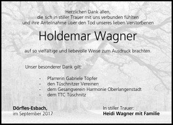 Traueranzeige von Holdemar Wagner von Neue Presse Coburg