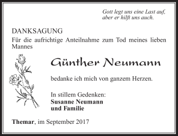 Traueranzeige von Günther Neumann von Südthüringer Presse
