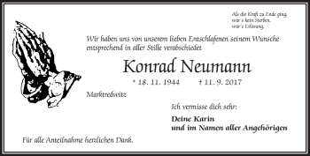 Traueranzeige von Konrad Neumann von Frankenpost