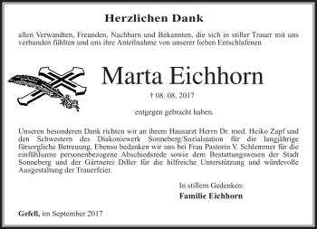 Traueranzeige von Marta Eichhorn von Südthüringer Presse
