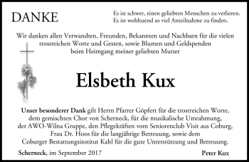 Traueranzeige von Elsebth Kux von Neue Presse Coburg