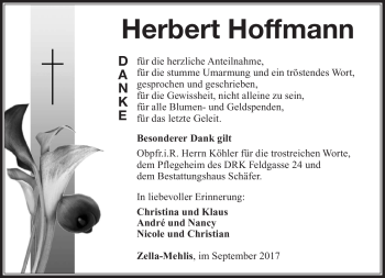 Traueranzeige von Herbert Hoffmann von Südthüringer Presse