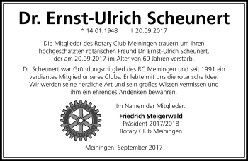 Traueranzeige von Ernst-Ulrich Scheunert von Südthüringer Presse