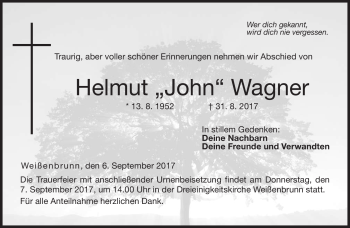Traueranzeige von Helmut Wagner von Neue Presse Coburg
