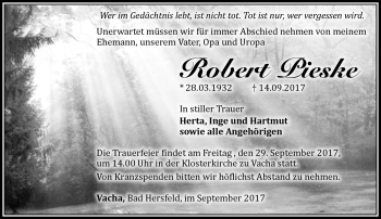 Traueranzeige von Robert Pieske von Südthüringer Presse