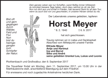 Traueranzeige von Horst Meyer von Neue Presse Coburg