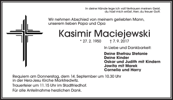 Traueranzeige von Kasimir Maciejewski von Frankenpost