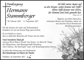 Traueranzeige von Hermann Stammberger von Südthüringer Presse