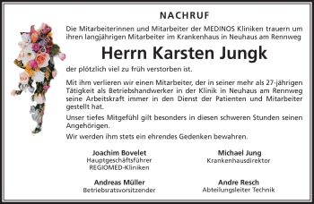 Traueranzeige von Karsten Jungk von Südthüringer Presse