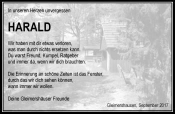 Traueranzeige von Harald Klebenow von Südthüringer Presse