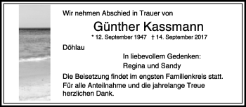 Traueranzeige von Günther Kassmann von Frankenpost