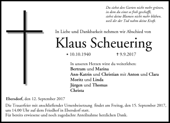 Traueranzeige von Klaus Scheuering von Neue Presse Coburg