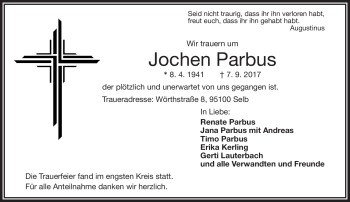 Traueranzeige von Jochen Parbus von Frankenpost