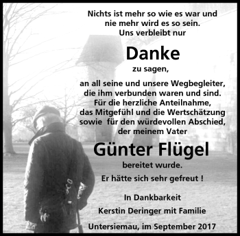 Traueranzeige von Günter Flügel von Neue Presse Coburg