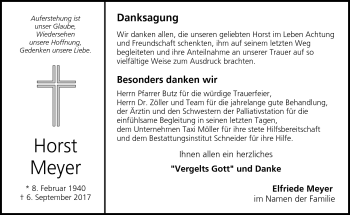 Traueranzeige von Horst Meyer von Neue Presse Coburg