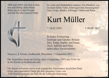Traueranzeige von Kurt Müller von Neue Presse Coburg