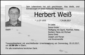 Traueranzeige von Herbert Weiß von Neue Presse Coburg