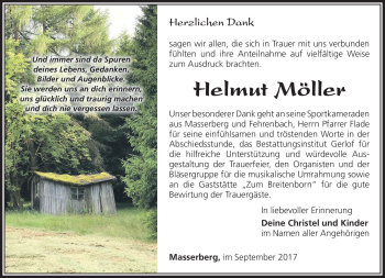 Traueranzeige von Helmut Möller von Südthüringer Presse