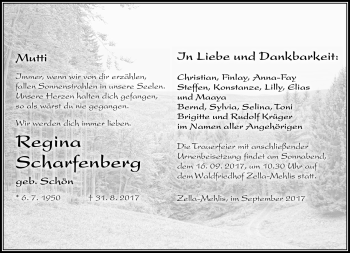 Traueranzeige von Regina Scharfenberg von Südthüringer Presse