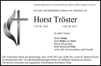 Traueranzeige von Horst Tröster von Neue Presse Coburg