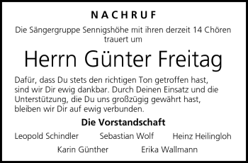 Traueranzeige von Günter Freitag von Neue Presse Coburg