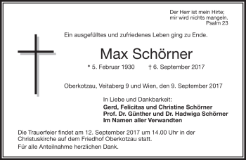 Traueranzeige von Max Schörner von Frankenpost