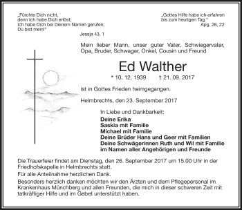 Traueranzeige von Ed Walther von Frankenpost