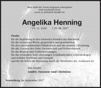 Traueranzeige von Angelika Henning von Südthüringer Presse