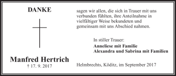 Traueranzeige von Manfred Hertrich von Frankenpost