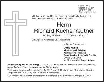 Traueranzeige von Richard Kuchenreuther von Frankenpost