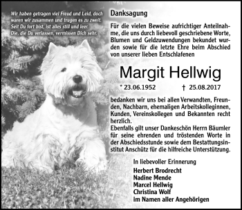 Traueranzeige von Margit Hellwig von Südthüringer Presse