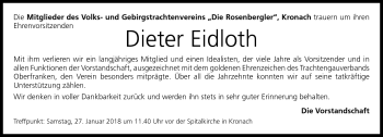 Traueranzeige von Dieter Eidolth von Neue Presse Coburg