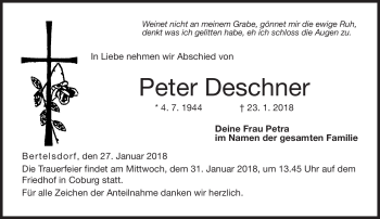 Traueranzeige von Peter Deschner von Neue Presse Coburg