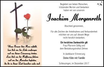 Traueranzeige von Joachim Morgenroth von Südthüringer Presse