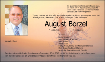 Traueranzeige von August Borzel von Neue Presse Coburg