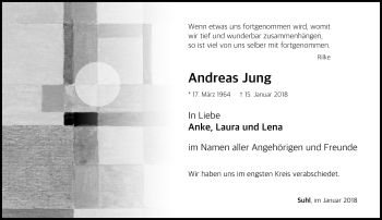 Traueranzeige von Andreas Jung von Südthüringer Presse
