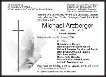 Traueranzeige von Michael Arzberger von Frankenpost