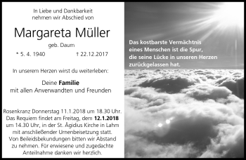 Traueranzeige von Margareta Müller von Neue Presse Coburg