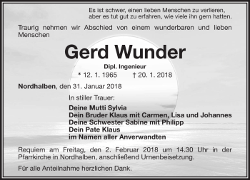 Traueranzeige von Gerd Wunder von Frankenpost